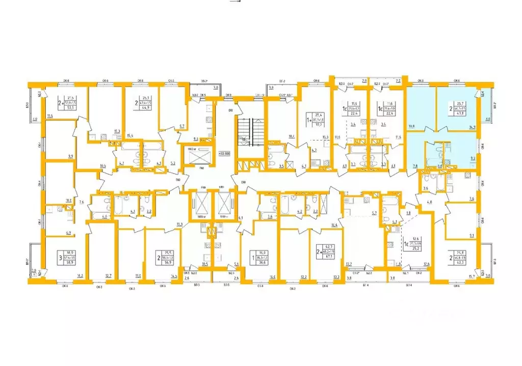 2-к кв. Башкортостан, Уфа Инорс-4Б мкр, Акварель жилой комплекс (47.8 ... - Фото 2