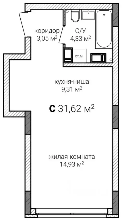 Студия Нижегородская область, Нижний Новгород Сахарный Дол жилой ... - Фото 0
