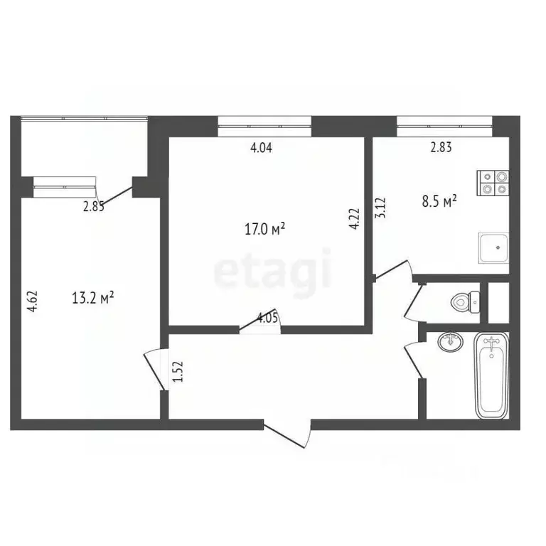 2-к кв. Москва Инициативная ул., 7К2 (51.9 м) - Фото 0