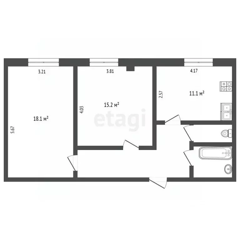 2-к кв. Ямало-Ненецкий АО, Муравленко ул. Дружбы Народов, 72 (61.0 м) - Фото 2