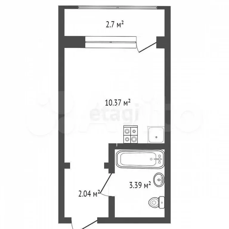 Квартира-студия, 15,7 м, 5/16 эт. - Фото 0