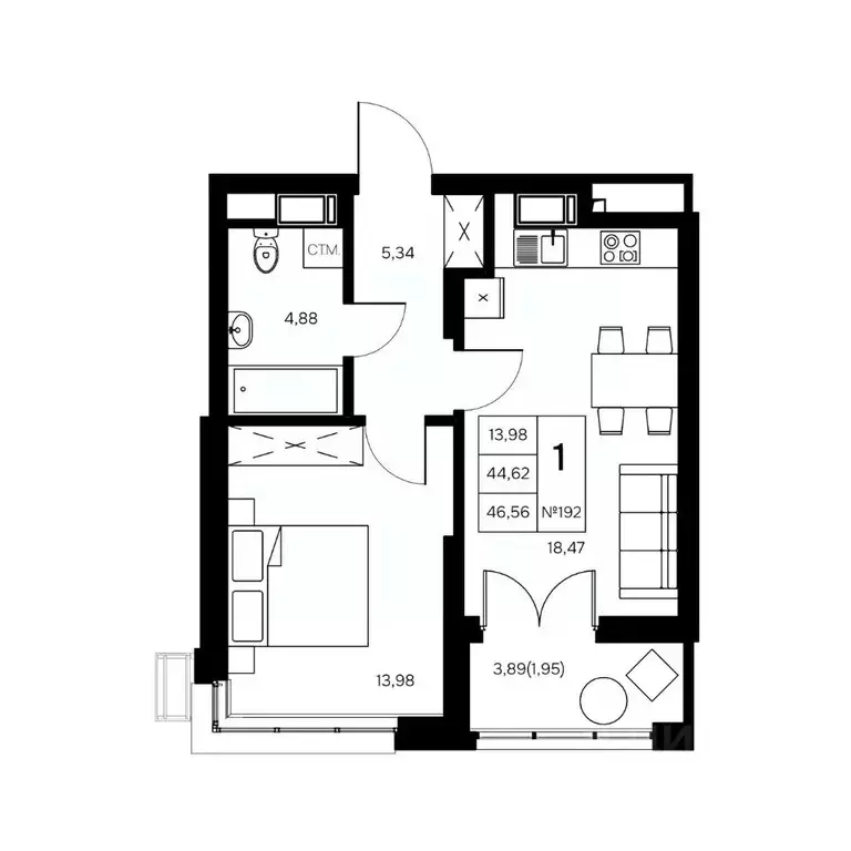 1-к кв. Калужская область, Обнинск Заовражье жилрайон, Новый город ... - Фото 1