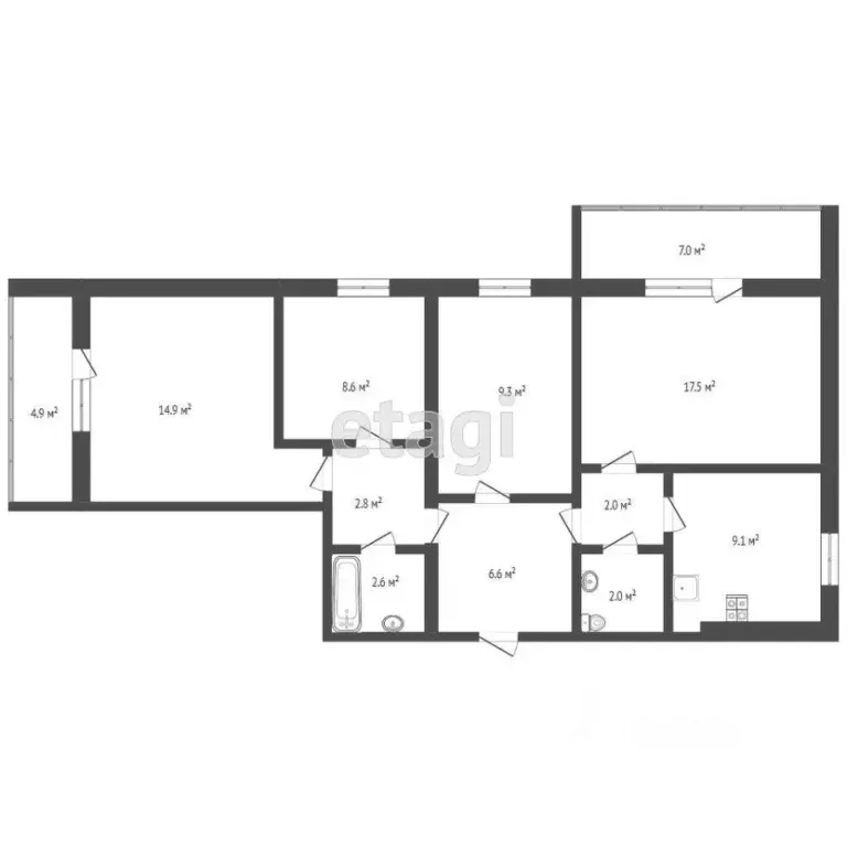 4-к кв. Ростовская область, Ростов-на-Дону Западный мкр, просп. ... - Фото 2