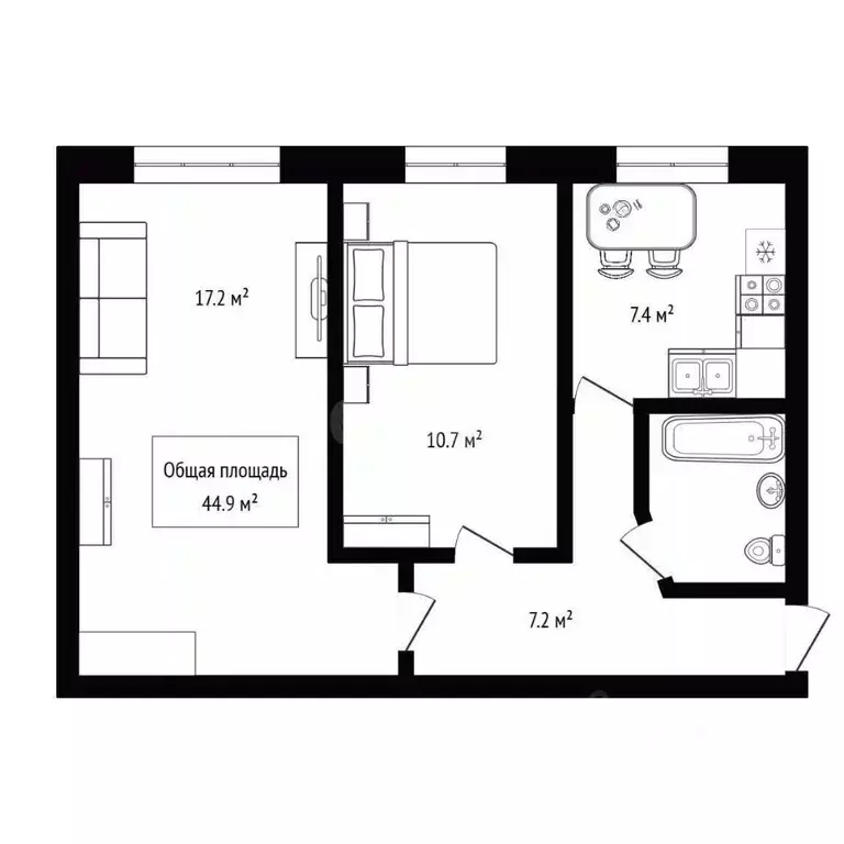 2-к кв. Новосибирская область, Обь Сигнальная ул., 37 (44.9 м) - Фото 2