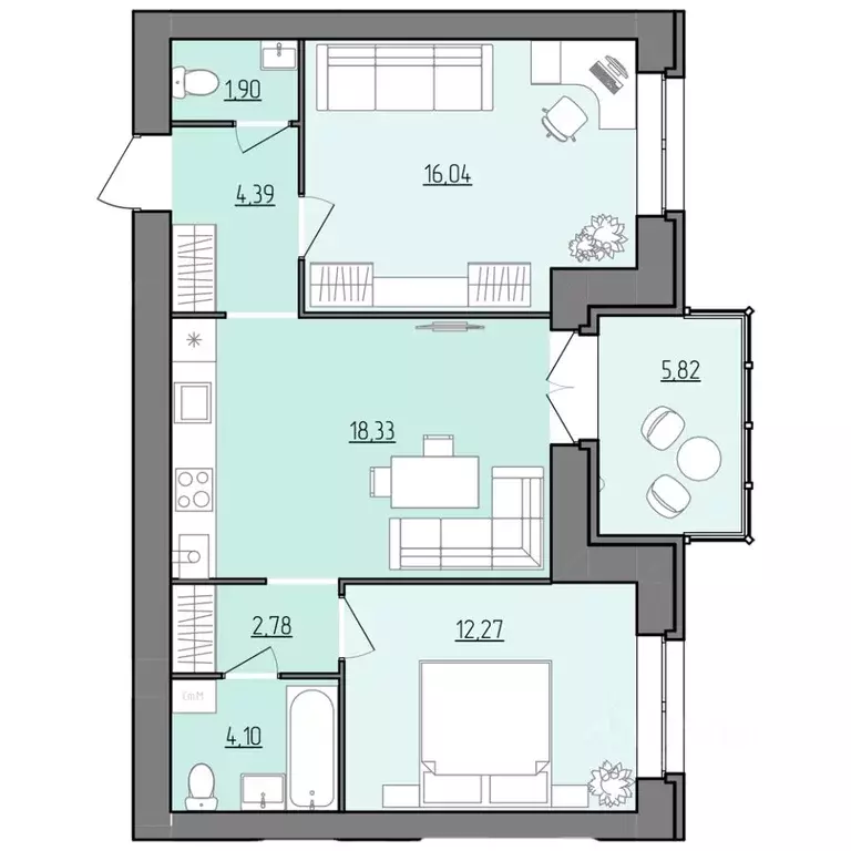 2-к кв. Ярославская область, Рыбинск Февральская ул. (62.72 м) - Фото 1