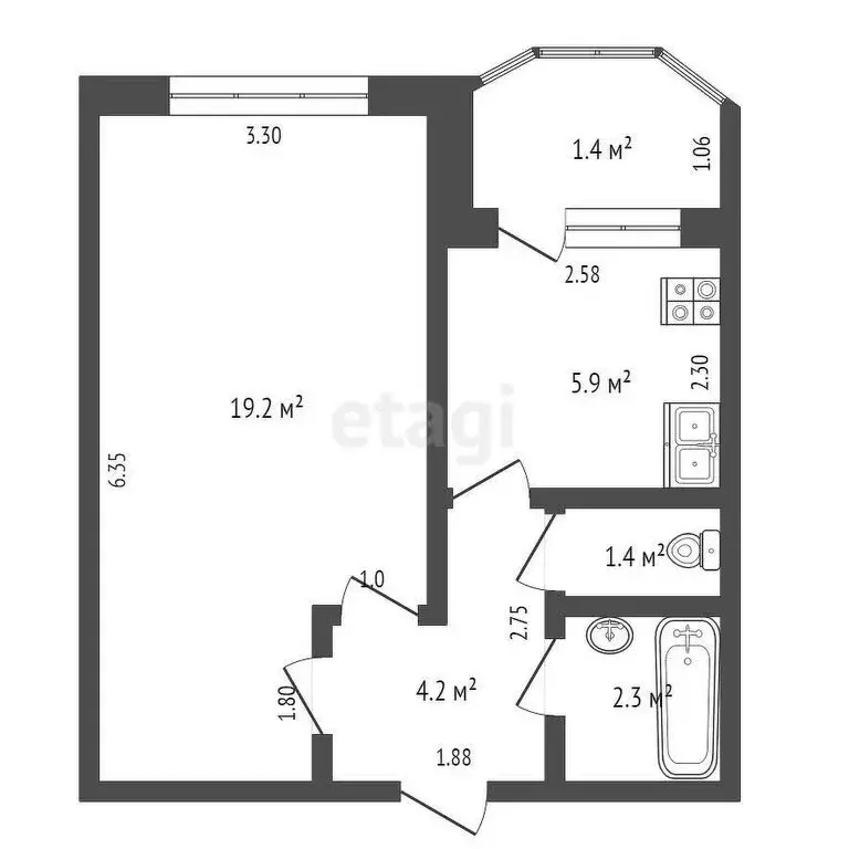 1-комнатная квартира: Стерлитамак, улица Дружбы, 3 (35 м) - Фото 1