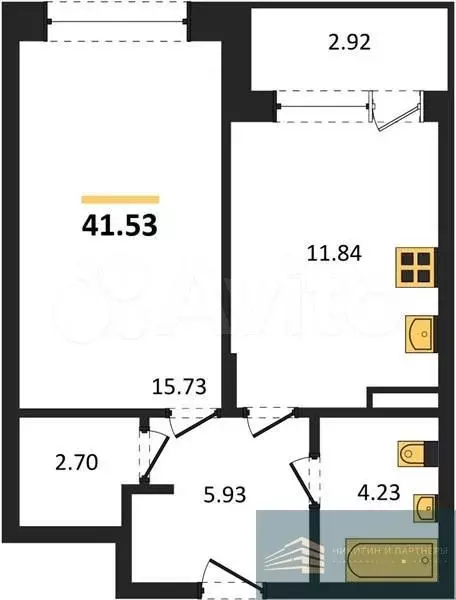 1-к. квартира, 41,5 м, 8/24 эт. - Фото 0