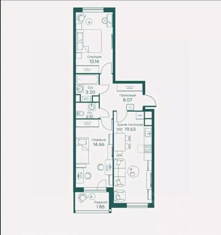 2-к кв. Московская область, Одинцовский городской округ, с. ... - Фото 2