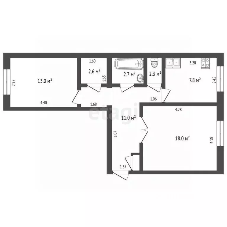 2-к кв. Ямало-Ненецкий АО, Новый Уренгой Надымская ул., 3 (56.5 м) - Фото 2