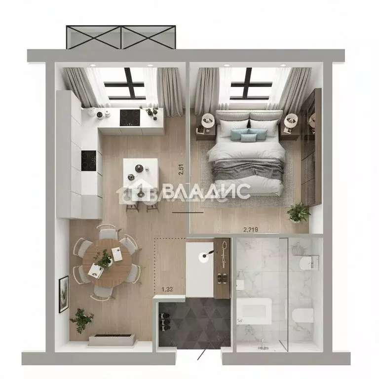 1-комнатная квартира: Утечино, Небесная улица (36.6 м) - Фото 1