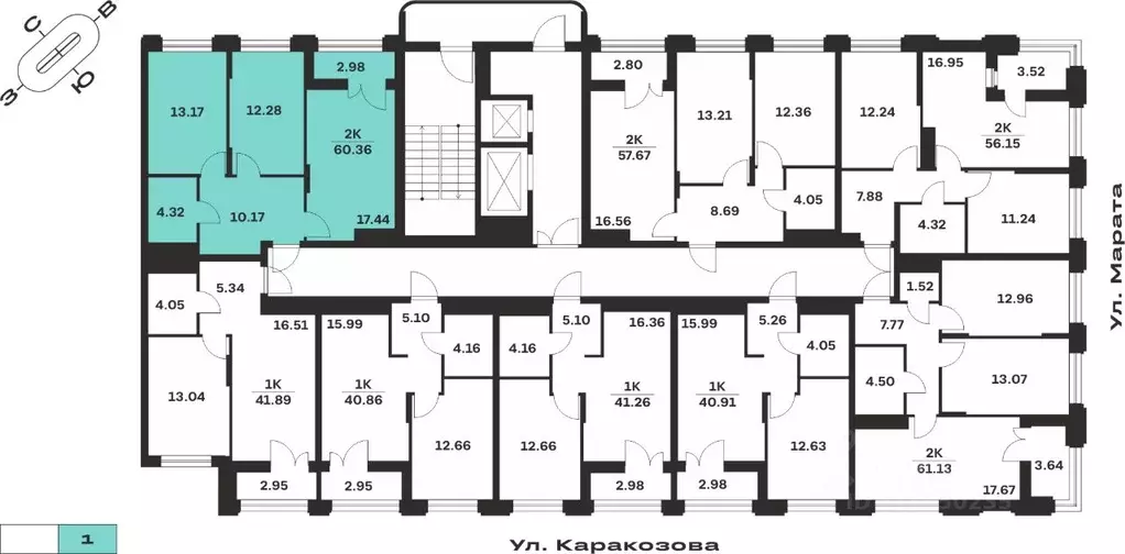 2-к кв. Тульская область, Тула ул. Каракозова (60.36 м) - Фото 1