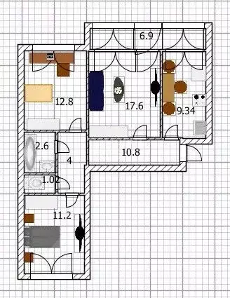 3-к кв. Ульяновская область, Ульяновск ул. Репина, 37 (69.87 м) - Фото 2