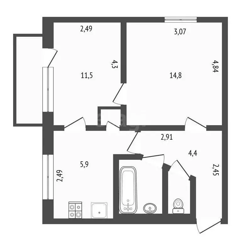 2-комнатная квартира: Саки, улица Ленина, 24 (39.5 м) - Фото 1