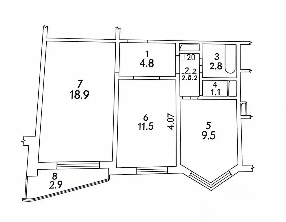 2-к кв. Московская область, Балашиха Изумрудный кв-л, 10 (50.8 м) - Фото 2