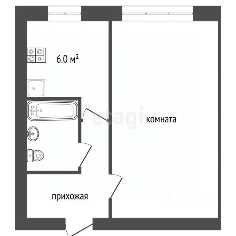 1-к кв. Самарская область, Самара Гвардейская ул., 21 (29.7 м) - Фото 1