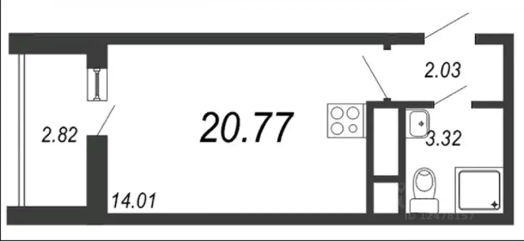 Студия Санкт-Петербург Планерная ул., 95к1 (20.77 м) - Фото 1