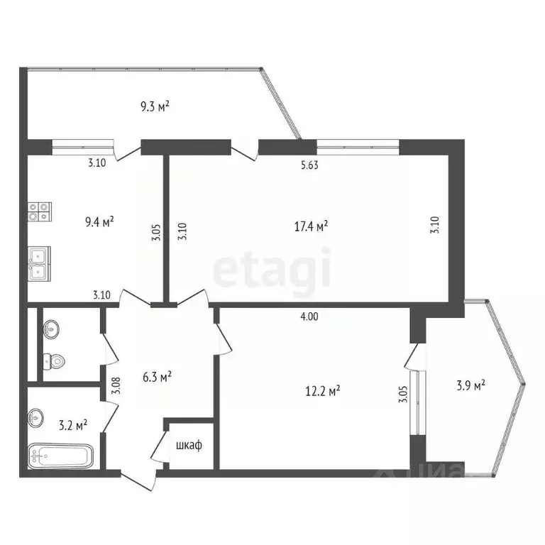 2-к кв. Крым, Ялта ул. Найденова, 16к1 (65.0 м) - Фото 1