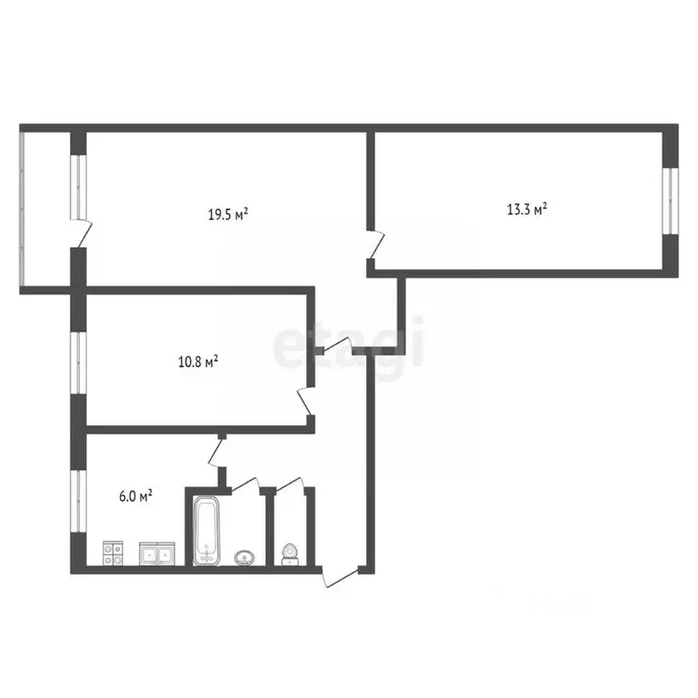 3-к кв. Калужская область, Калуга ул. Ленина, 44 (60.0 м) - Фото 2