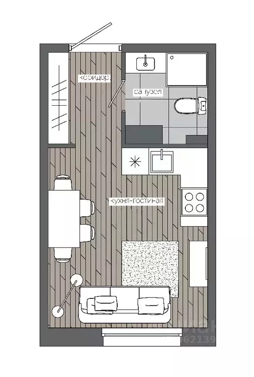 1-к кв. Ханты-Мансийский АО, Сургут 30А мкр,  (20.24 м) - Фото 0