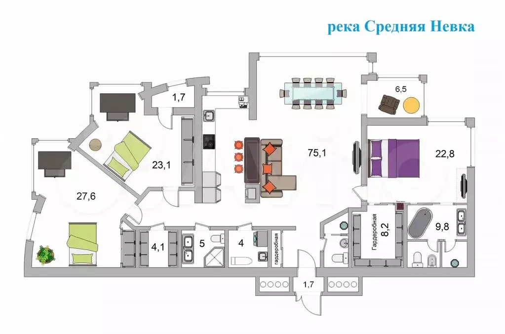 4-к. квартира, 191,1 м, 6/7 эт. - Фото 0