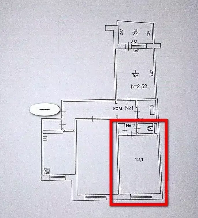 Комната Татарстан, Казань ул. Академика Лаврентьева, 22 (13.1 м) - Фото 2