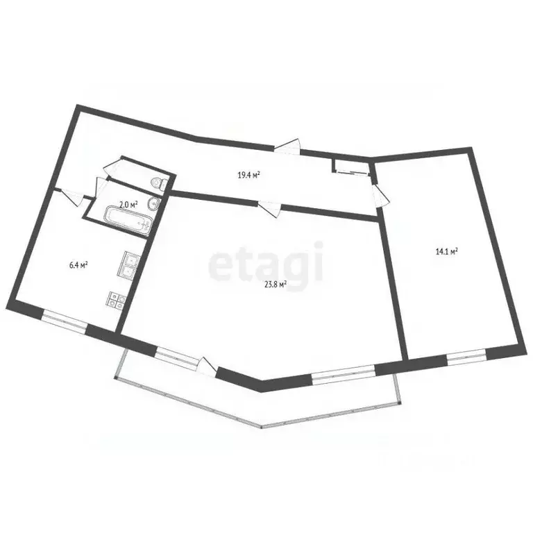 2-к кв. Севастополь просп. Октябрьской Революции, 43 (58.0 м) - Фото 1