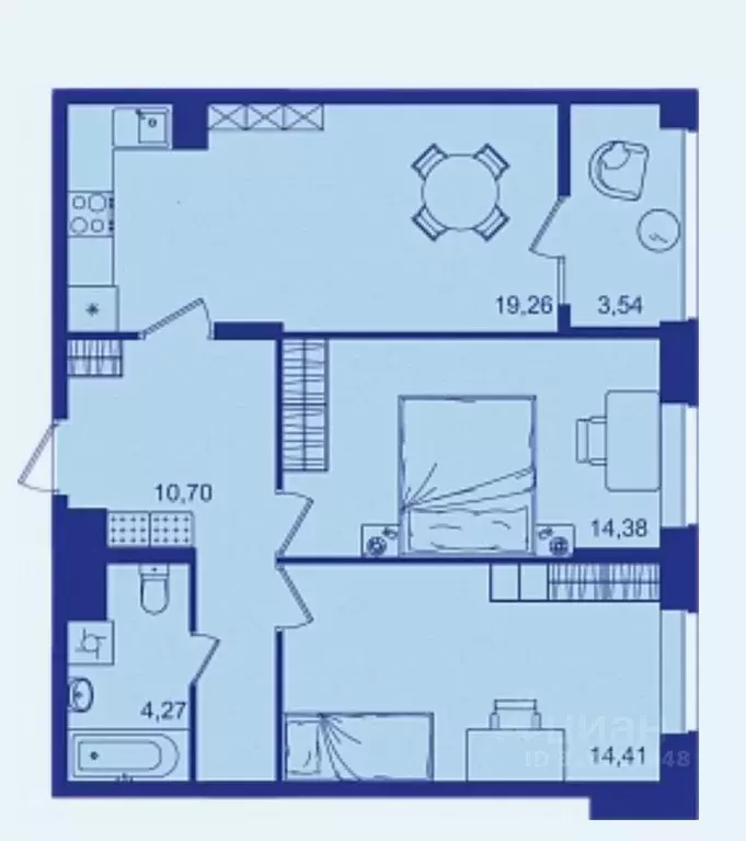 2-к кв. Брянская область, Брянск Новый Город жилой комплекс (66.7 м) - Фото 1