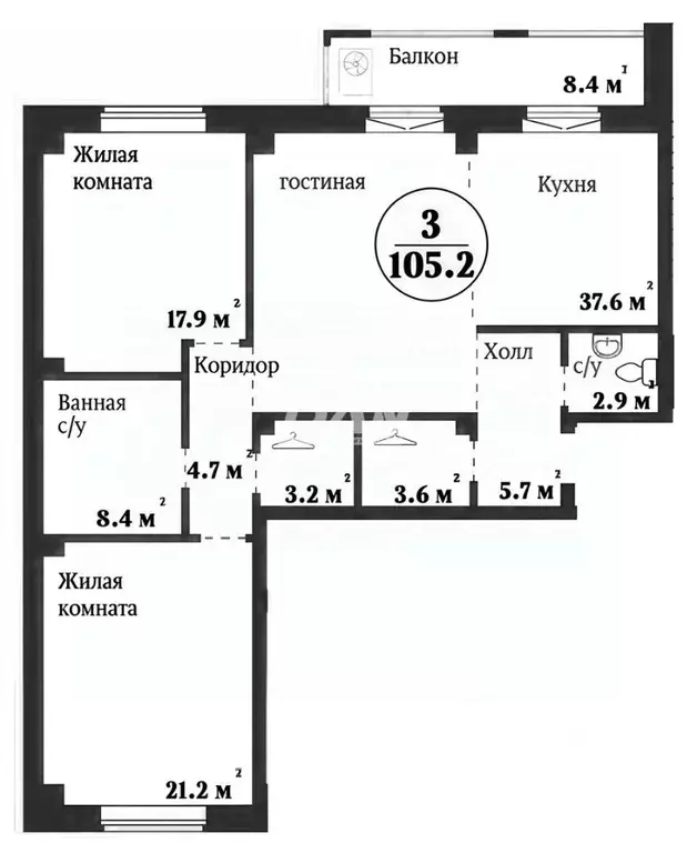 3-к кв. Челябинская область, Челябинск ул. Татищева, 256 (105.2 м) - Фото 2