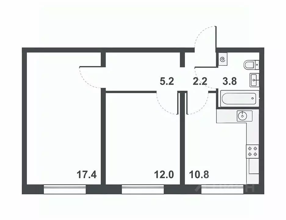 2-к кв. Кировская область, Киров бул. Прибрежный, 6 (51.4 м) - Фото 1