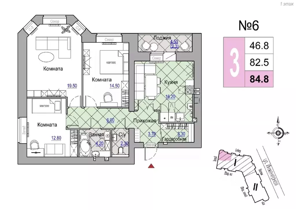 3-к кв. Новгородская область, Великий Новгород Юннатов жилой комплекс ... - Фото 1