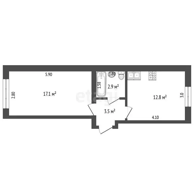 1-комнатная квартира: Чернушка, Парковая улица, 24Б (36.3 м) - Фото 0