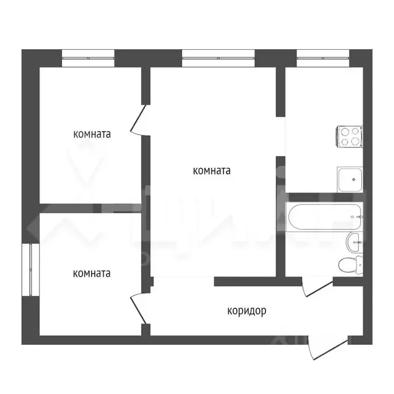 3-к кв. Самарская область, Жигулевск Г-1 мкр, 13 (44.0 м) - Фото 2