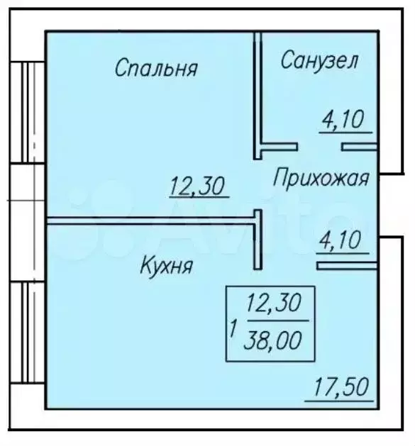 1-к. квартира, 37 м, 3/4 эт. - Фото 1