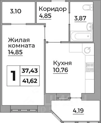 1-к кв. калужская область, калуга ул. первых коммунаров, 18 (37.43 м) - Фото 0