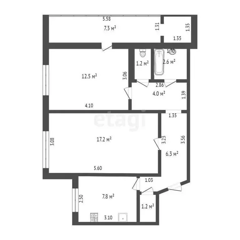 2-комнатная квартира: Оренбург, улица Геннадия Донковцева, 5/1 (55.6 ... - Фото 1