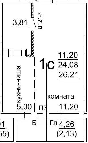 Студия Челябинская область, Челябинск ул. Блюхера, 97 (26.2 м) - Фото 1