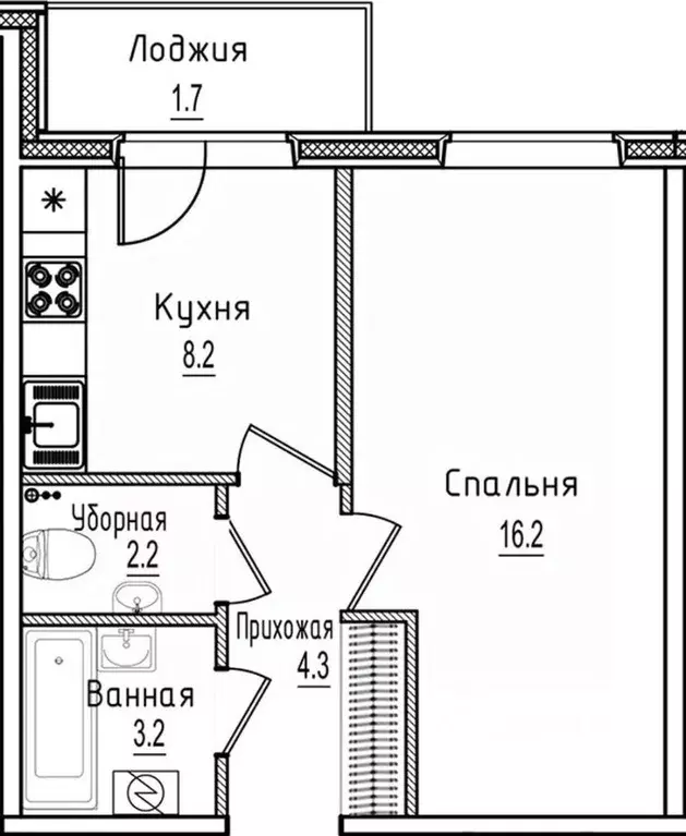 1-к кв. Новгородская область, Старая Русса ул. Чапаева, 2 (35.8 м) - Фото 1