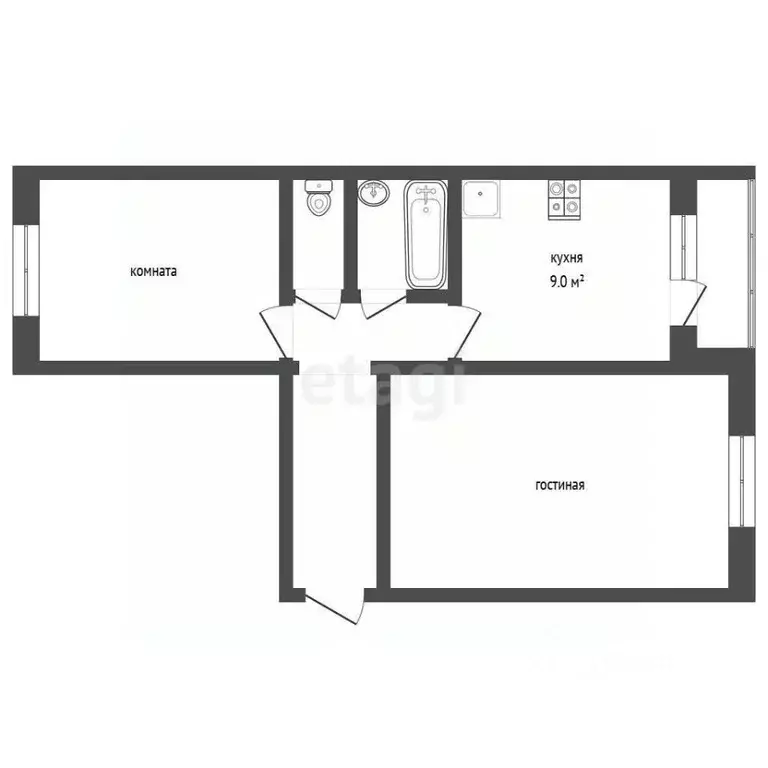 2-к кв. Владимирская область, Муром Владимирская ул., 35А (48.9 м) - Фото 0