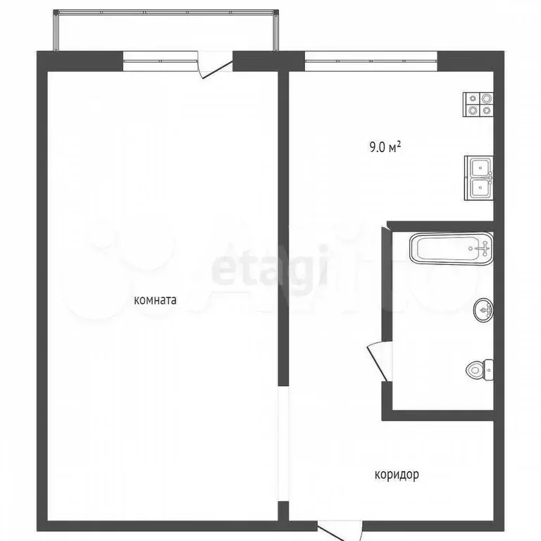 1-к. квартира, 36,9 м, 1/5 эт. - Фото 0