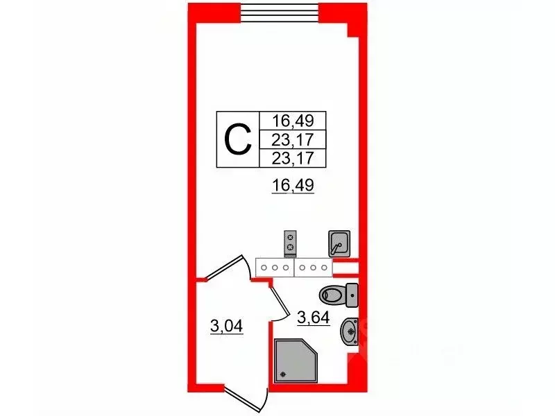 Студия Санкт-Петербург Пулковское ш., 14с6 (23.17 м) - Фото 1