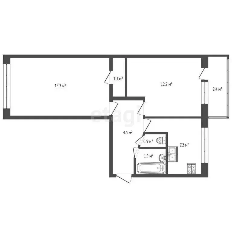 2-комнатная квартира: Санкт-Петербург, улица Дыбенко, 24к2 (43.2 м) - Фото 1