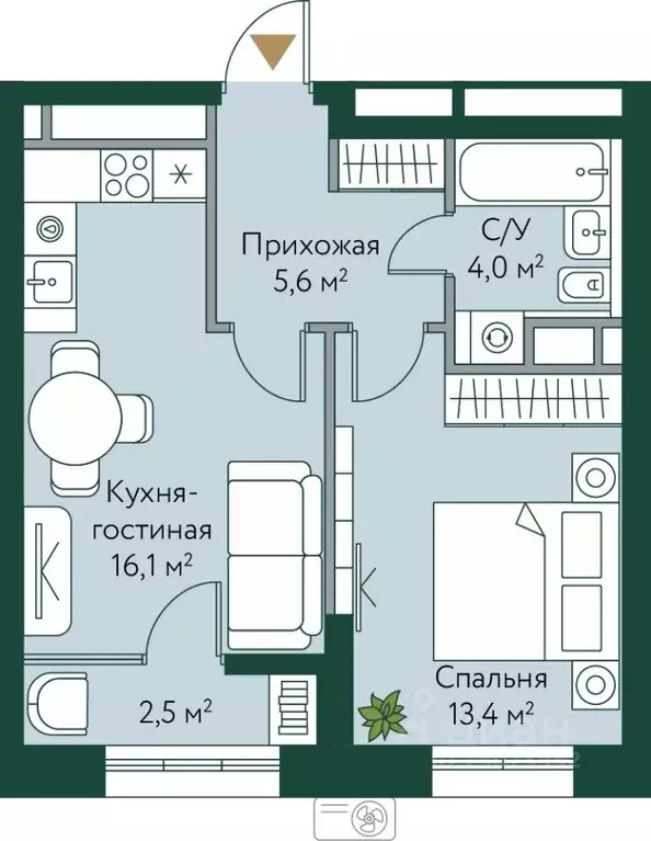 1-к кв. Волгоградская область, Волгоград Новосибирская ул., 74 (41.6 ... - Фото 0