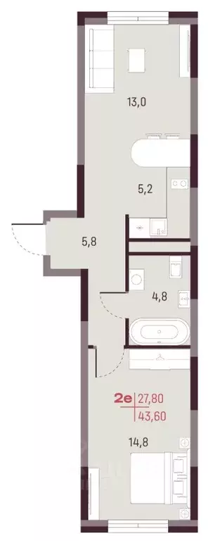 2-к кв. Свердловская область, Екатеринбург Академический мкр, 19-й ... - Фото 1