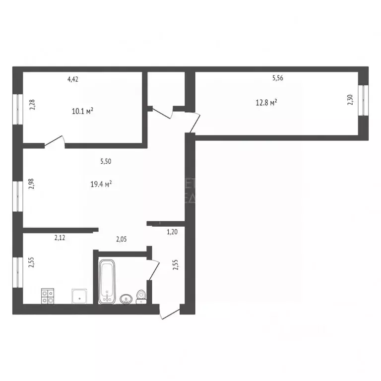 3-к кв. Тюменская область, Тюмень проезд Геологоразведчиков, 1 (56.5 ... - Фото 2