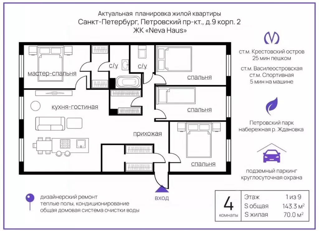 4-к кв. Санкт-Петербург Петровский просп., 9к2 (143.3 м) - Фото 2