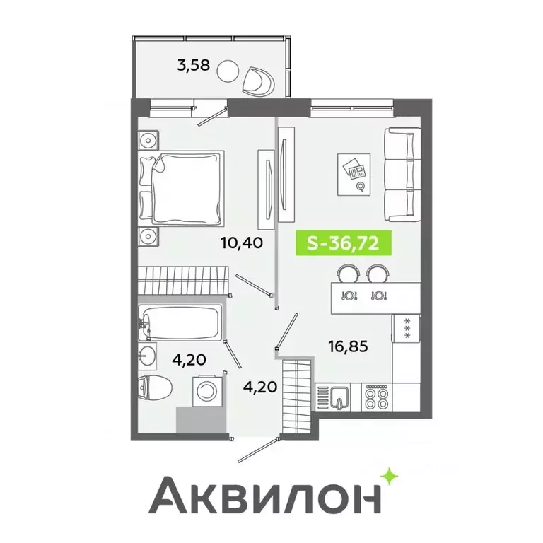 2-к кв. Ленинградская область, Всеволожский район, Заневское городское ... - Фото 1