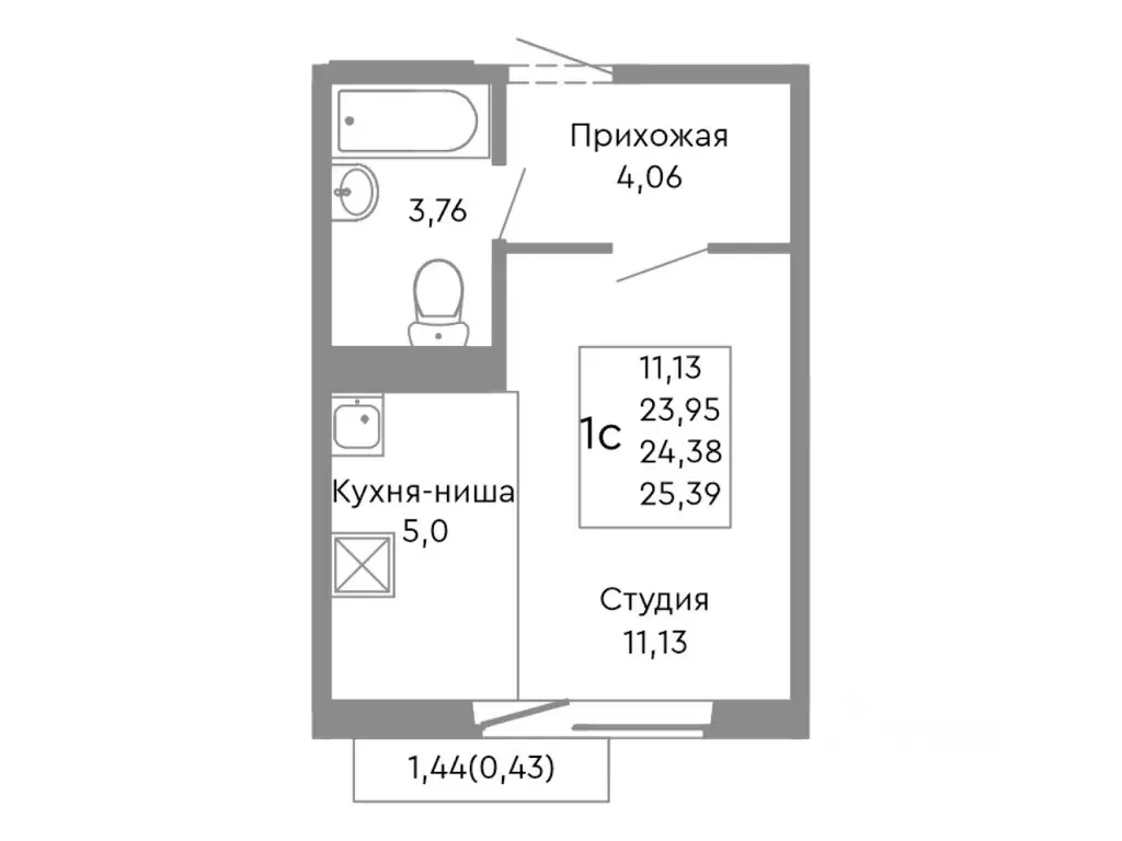 Студия Челябинская область, Челябинск ул. Танкистов, 175 (24.38 м) - Фото 1