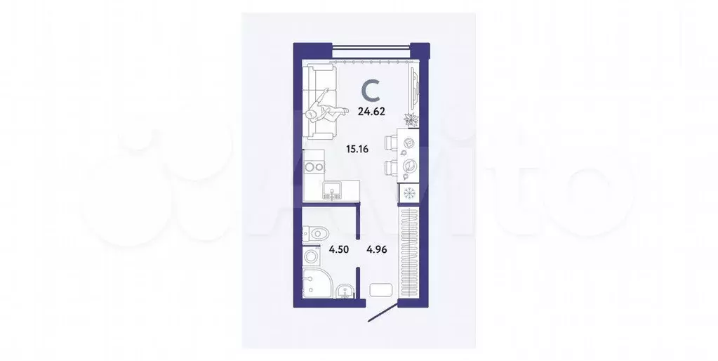 Квартира-студия, 28,8 м, 3/13 эт. - Фото 1