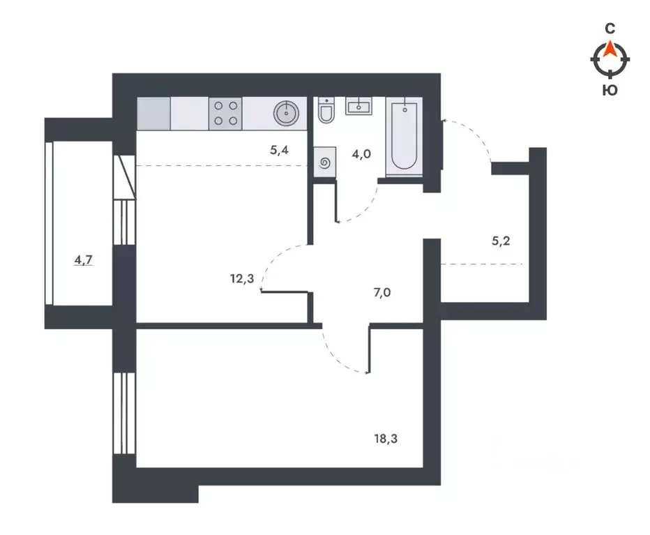 2-к кв. Кировская область, Киров ул. Капитана Дорофеева, 24 (56.9 м) - Фото 1