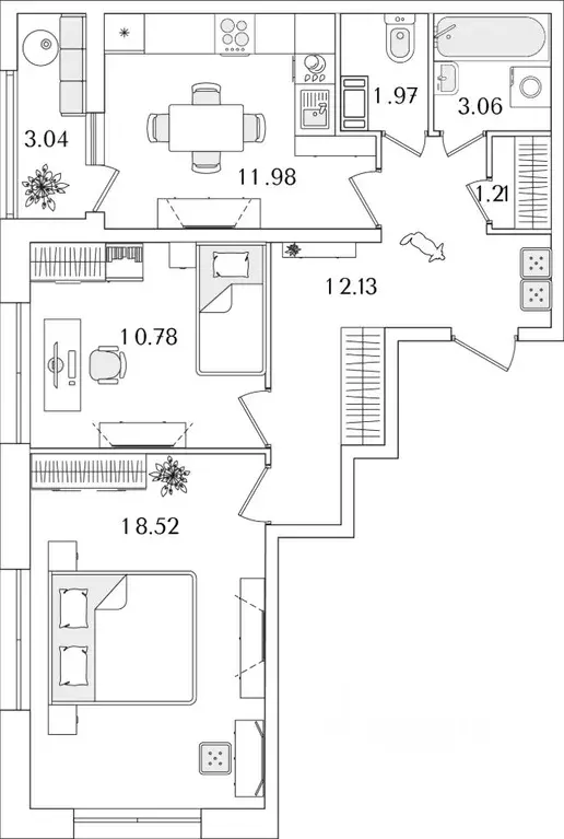 2-к кв. Санкт-Петербург Полюстрово тер.,  (61.17 м) - Фото 0